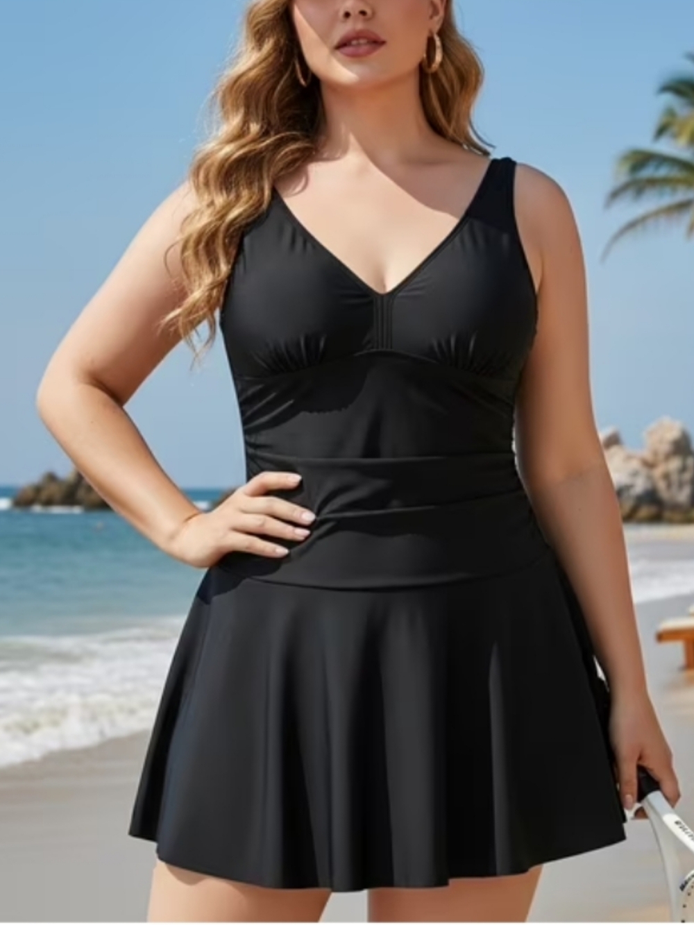 RELLECIGA Black Swimdress with Wide Supportive Straps - Picture 7 of 7